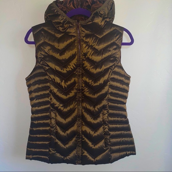 blanc noir Jackets & Blazers - Blanc Noir Golden Brown Hooded Puffer Vest M